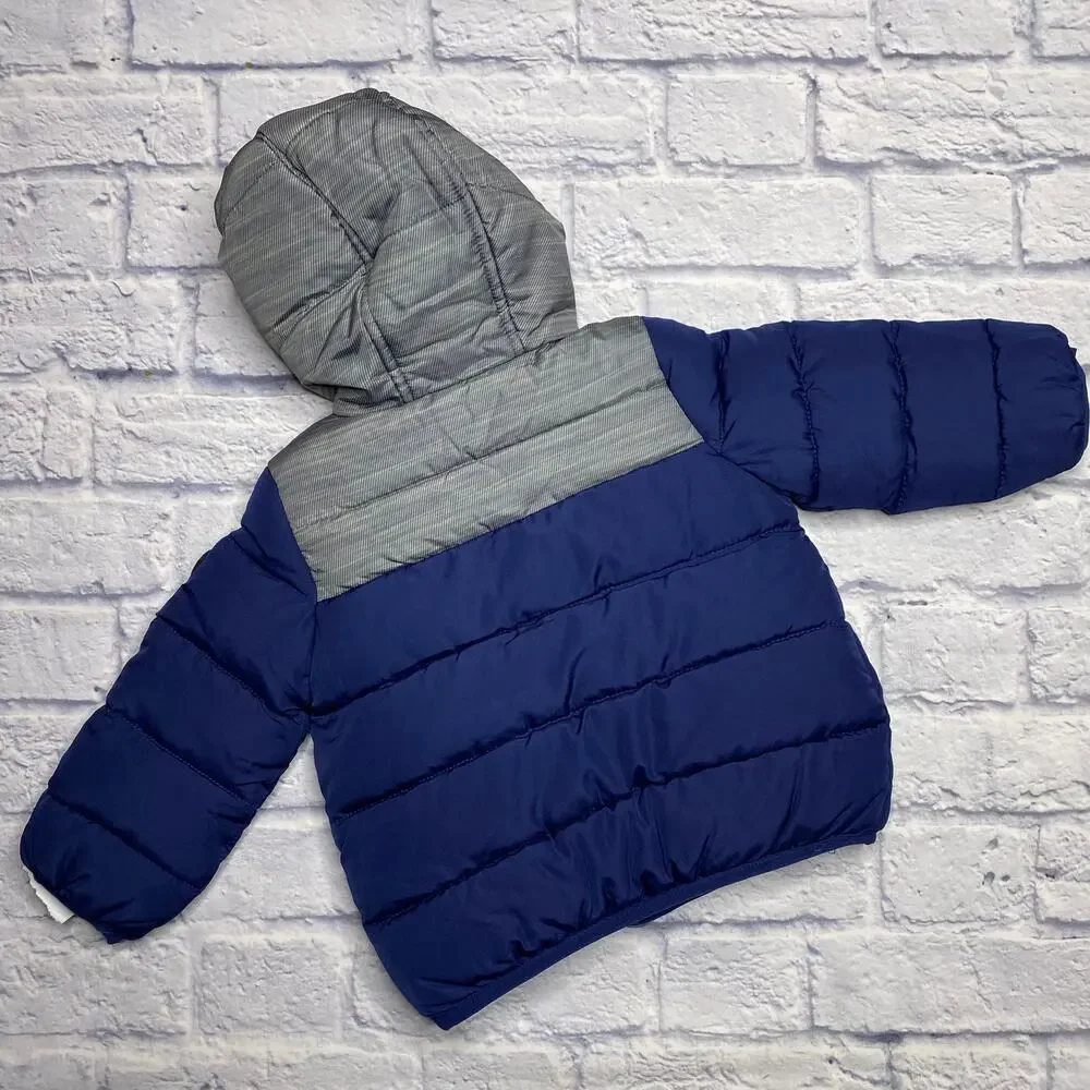 Ben Sherman Puffer Winter Jacket in Navy/Gray